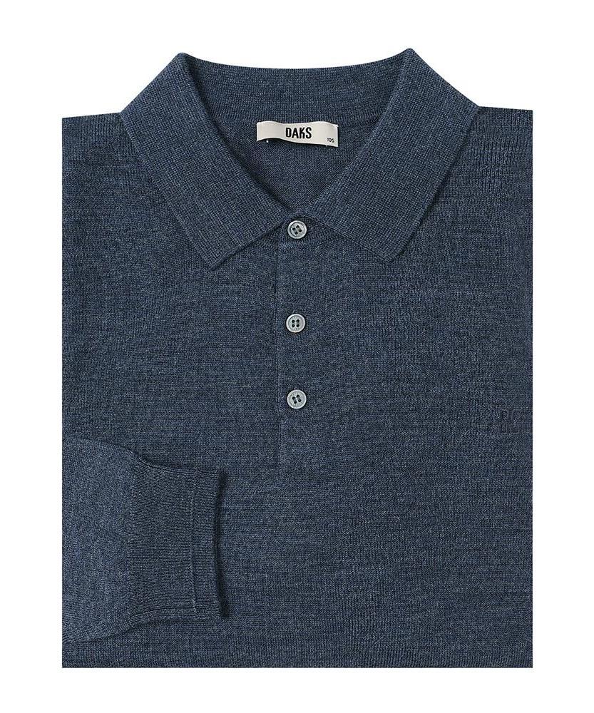 DAKS SHIRTS 100% Wool Collared Knit Regular Fit Blue_Dlw3Swtl450B1
