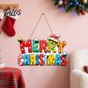 Christmas Fireplace Decor Cartoon Snowman Wooden Hanging Pendant with Hemp Rope, Letters Welcome Signs Ornament for Holiday Festive Home Wall