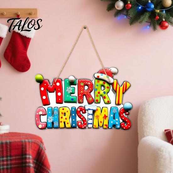 Christmas Fireplace Decor Cartoon Snowman Wooden Hanging Pendant with Hemp Rope, Letters Welcome Signs Ornament for Holiday Festive Home Wall