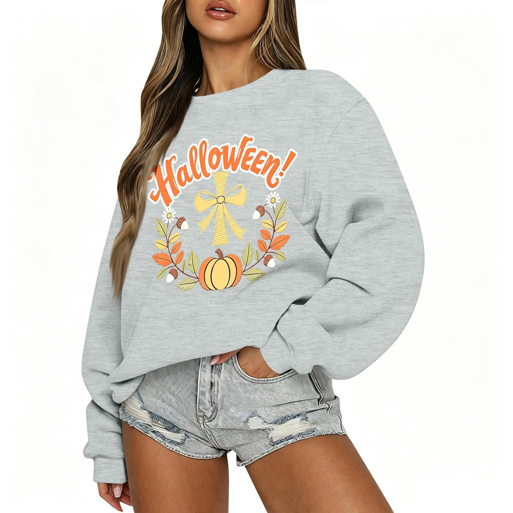 Women's Casual Long Sleeve Christmas Print Round Neck Top for Holiday Festive Wear