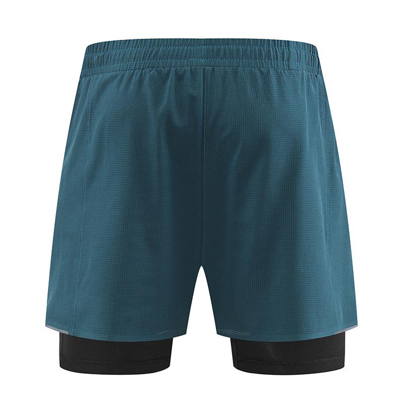 2024 Men's Quick-Dry Sports Shorts, Fake Two-Piece Design, Mid-Length with Inner Lining for Running or Training