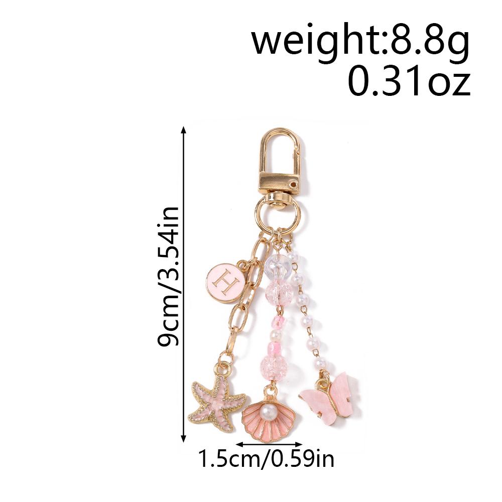 Pretty Butterfly Keychain Women Girls Pearl Shell Starfish Key Ring Pendant for Handbag DIY Key Holder Jewelry Gift