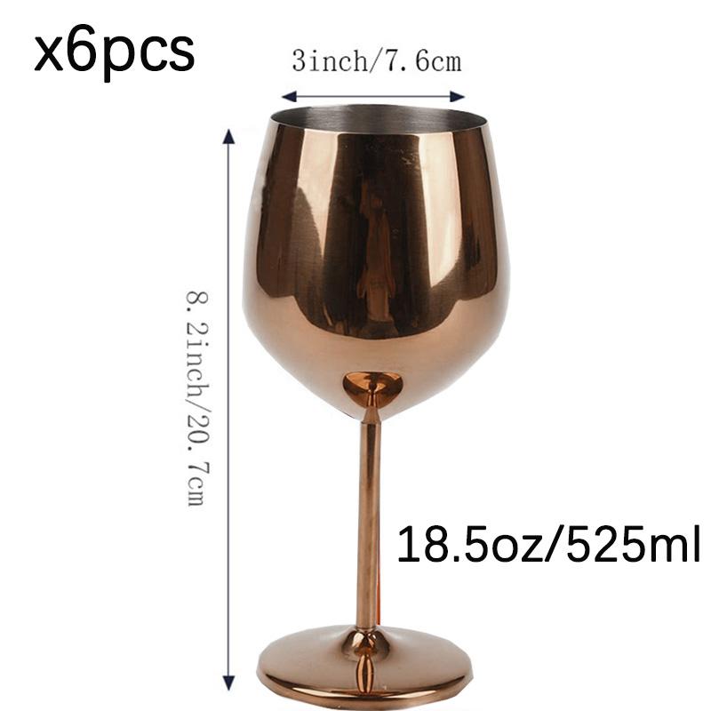6pcs Stainless Steel Wine Glass,Champagne Glass, Whiskey Glass, Creative Metal Goblet Red Wine Glass, Barrel-Type Drop-Resistant