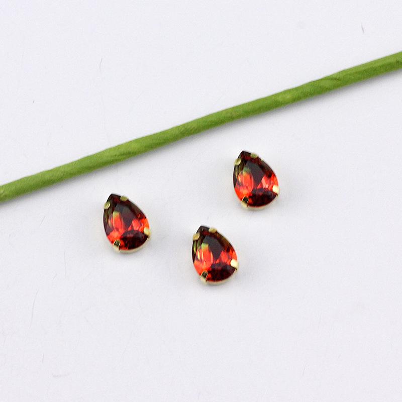 Silberne Klaue Tropfenförmiger Turmalin Diamant Farbverlauf Edelstein für DIY Schmuck, Schuhe, Taschen - 10x14mm Kristallstein.