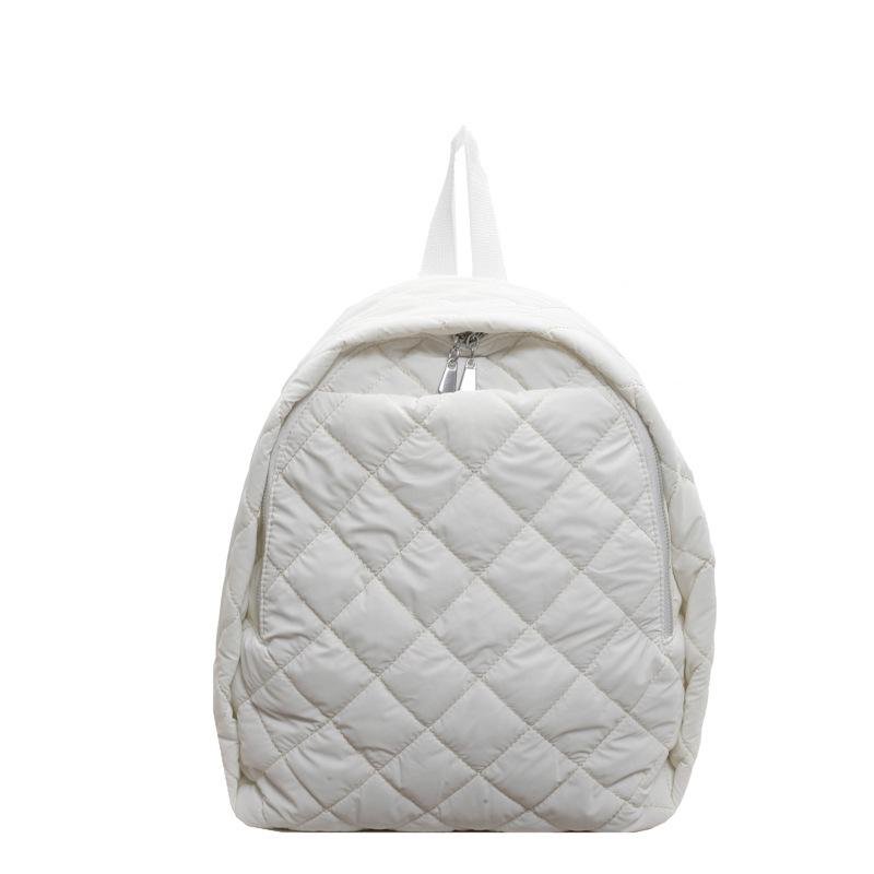 Fashion cotton clothes bag autumn and winter new large-capacity casual simple schoolbag rhombus embroidery thread backpack