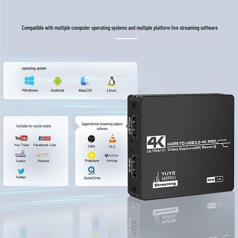 1080P 60fps HDMI Capture Card for Switch, SLR Camera, and Live Streaming Via USB