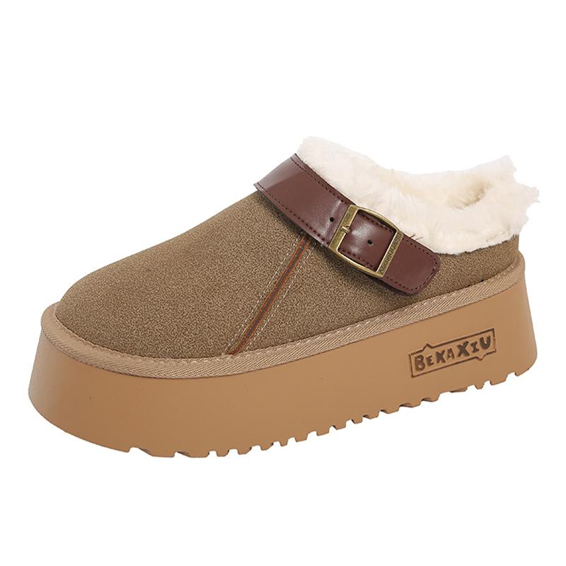 Fur Platform Women Snow Ankle Boots Suede Short Plush Flats Cotton Shoes 2025 Trend Warm Winter Slippers Cozy Home Lady Zapatos