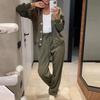 Women's Casual Solid Color Cardigan Jacket & Wide-Leg Pants Two-Piece Sportswear Set - Autumn/Winter Collection