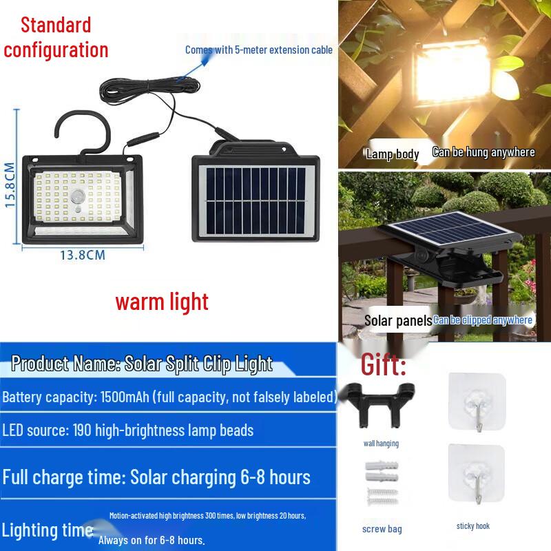 

YIXI Outdoor Solar Sensor Split-Type Clip Light