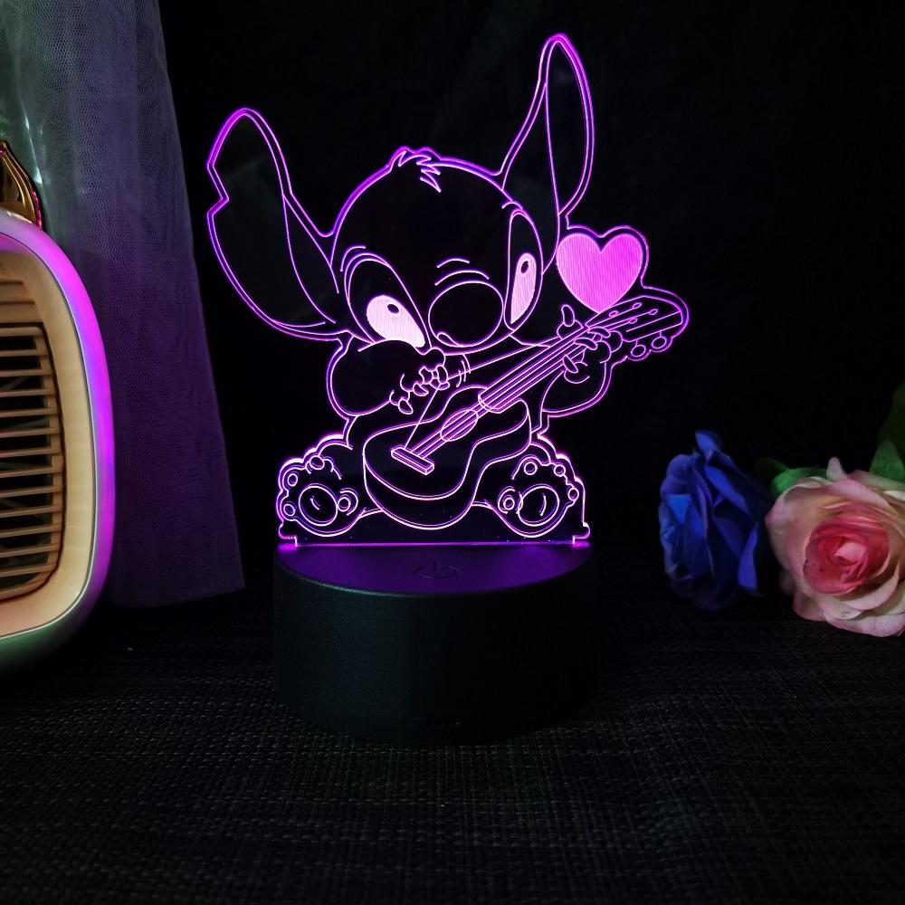 Stitch 3D Acryl Illusion Nachtlicht 16 Farbwechselnde Dekorationslichter Mit Fernbedienung Weihnachten Geburtstag Dekoration Geschenk