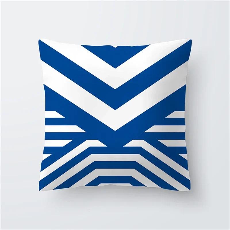 Nordic Geometric Navy Blue Cushion Covers Polyester Modern Deep Blue Pillow Case Livingroom Decorative Sofa Throw Pillows Cover