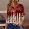 Women's Fashion Casual Three-quarter Sleeve Halloween Letters Print Top