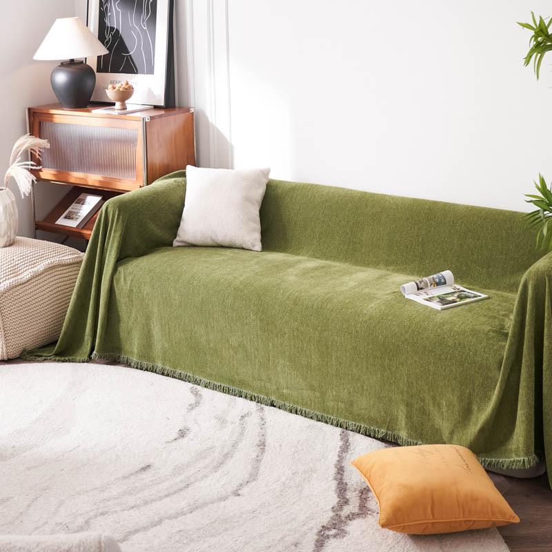 

Полотенце для дивана, утолщенное синельное полное покрытие, ткань для рукоделия, полотенце для дивана, однотонное пылезащитное полотенце для дивана 180*130cm зелёный