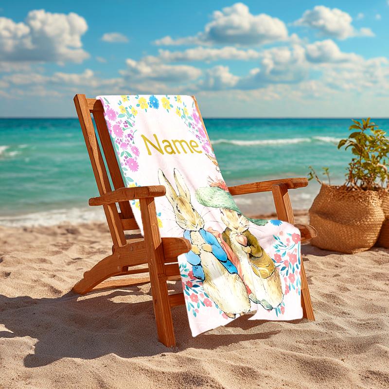 Personalized customized proof beach towel with Peter Rabbit pattern - soft, absorbent,quick-drying,perfect swimming,camping&bathing