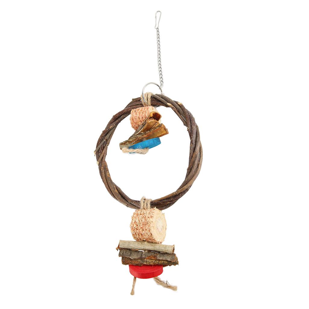 Wooden Bird Swing Perch Branch Woven   Colorful Food Colou    Hanging Swing Toy for   Pet Bird