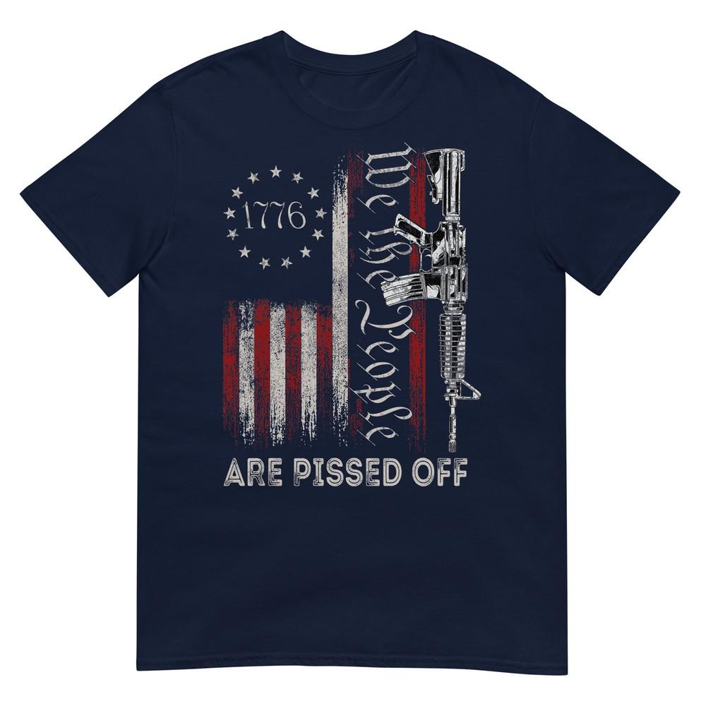 We The People Are Pissed Off Vintage Us America Flag Guns TShirt S