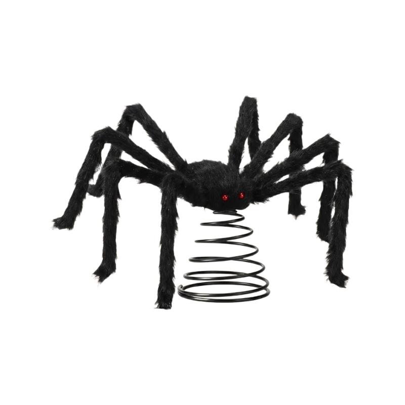 Spiders Tree Top Ornament for Halloween Display with Spring Base and Mixed Build for Home Party Presentation