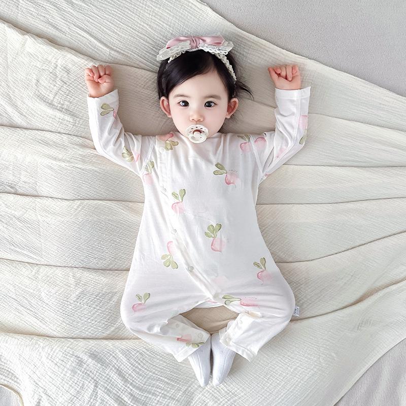 Baby Onesie: Double-Layer Belly Protection, Pure Cotton, Boneless, Long Sleeve for Spring, Autumn, Summer, & Air-Conditioned Rooms