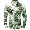 Trendy Long-sleeve Shirt with Detailed Dragon Print, Stylish and Versatile for Daily Wear.
