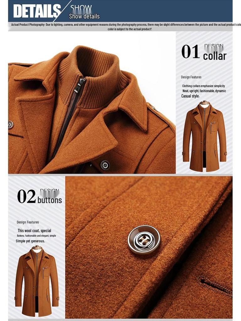 Herren Winterwollmantel - Doppelkragen, Mittellang für Mittelalte und Ältere