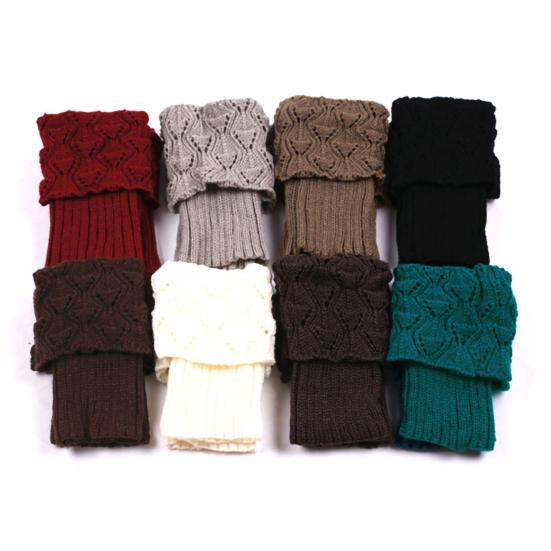1 Pair Winter Women Cuffed Crochet Boot Cuffs Socks Knit Toppers Elastic Leg Warmers