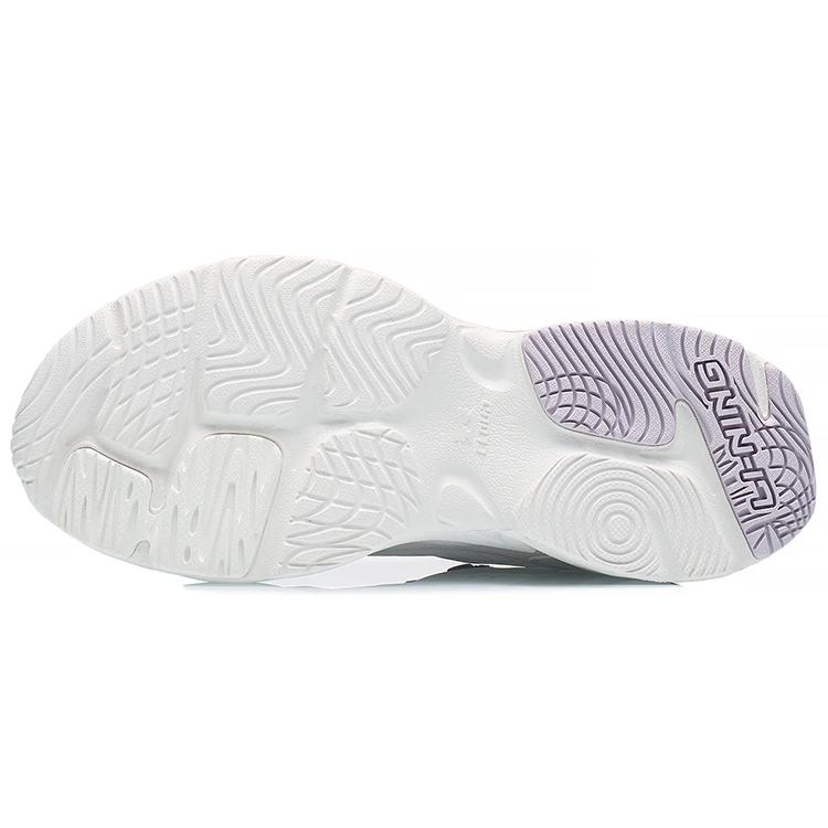 Li Ning Slip Resistant Abrasion Resistant Low Top Sports Casual Shoes Women's White Purple AGCS436-2