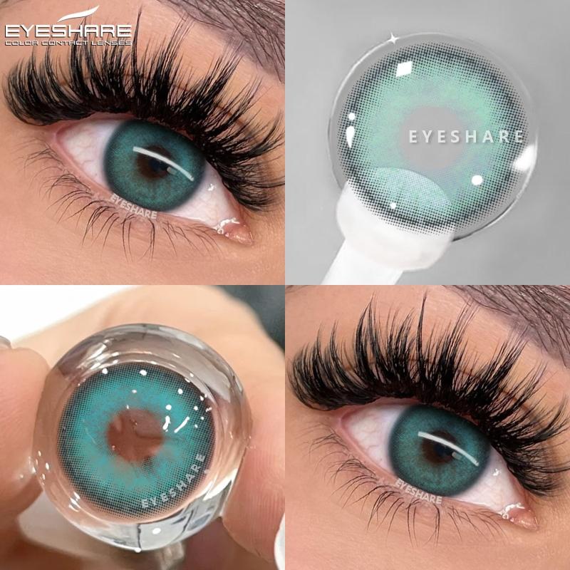 Eyeshare 2ks/pár Kontaktní čočky řady NICOSIA Roční zelené čočky 14,2 mm Modré oči Čočky Módní kosmetika Žáci