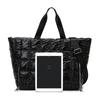 Large Capacity Quilted Tote Bags for Women Solid Color Women's Shoulder Bag for Gym Travel Fashionable Nylon Winter Padded Handbag