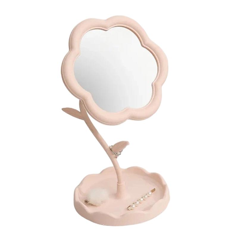 Flower Mirror Makeup Mirror Desktop Mirror Student Dormitory Desktop Makeup Mirror Special-Shaped Dresser Makeup Mirror Girls