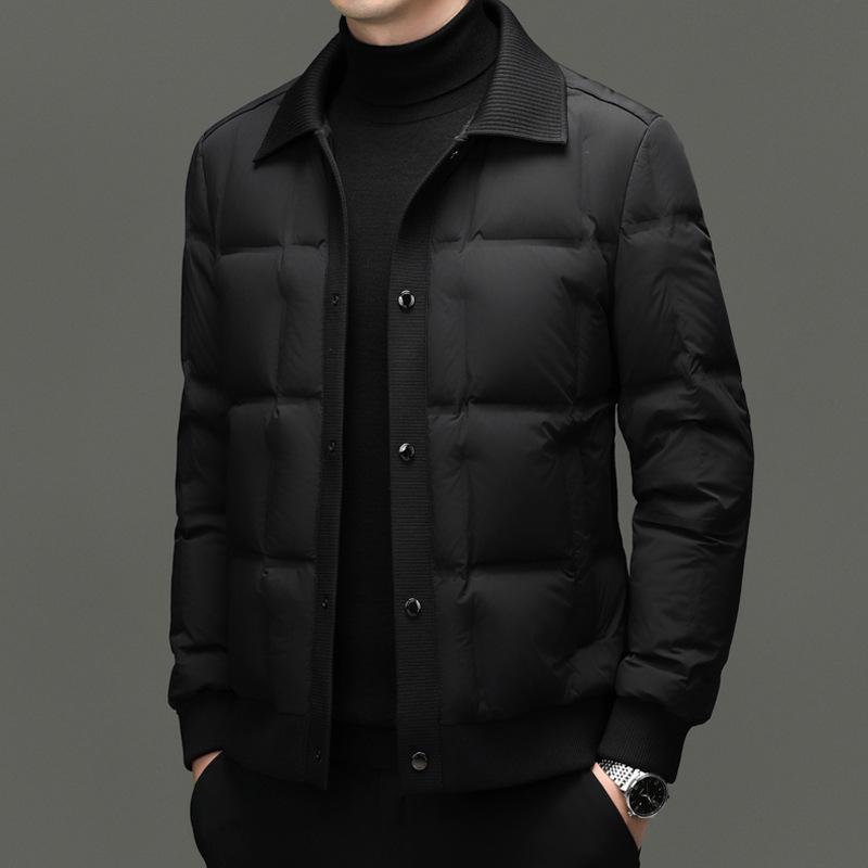 

Men s Fashionable Thickened Duck Down Winter Jacket 2025 - High-Quality, Warm, Casual Lapel Design XXL (195-215 lbs) чорний