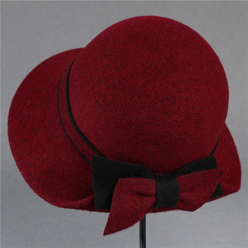 Hat women's autumn and winter woolen woolen basin hat fashion retro temperament socialite top hat bucket hat