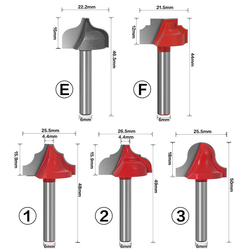 1 tk 6 mm varrega puidufrees Otsaotsaga freestrimmeri puhastamine tasapinnalise nurga ümmarguse pesaga kasti otsakute tööriistad