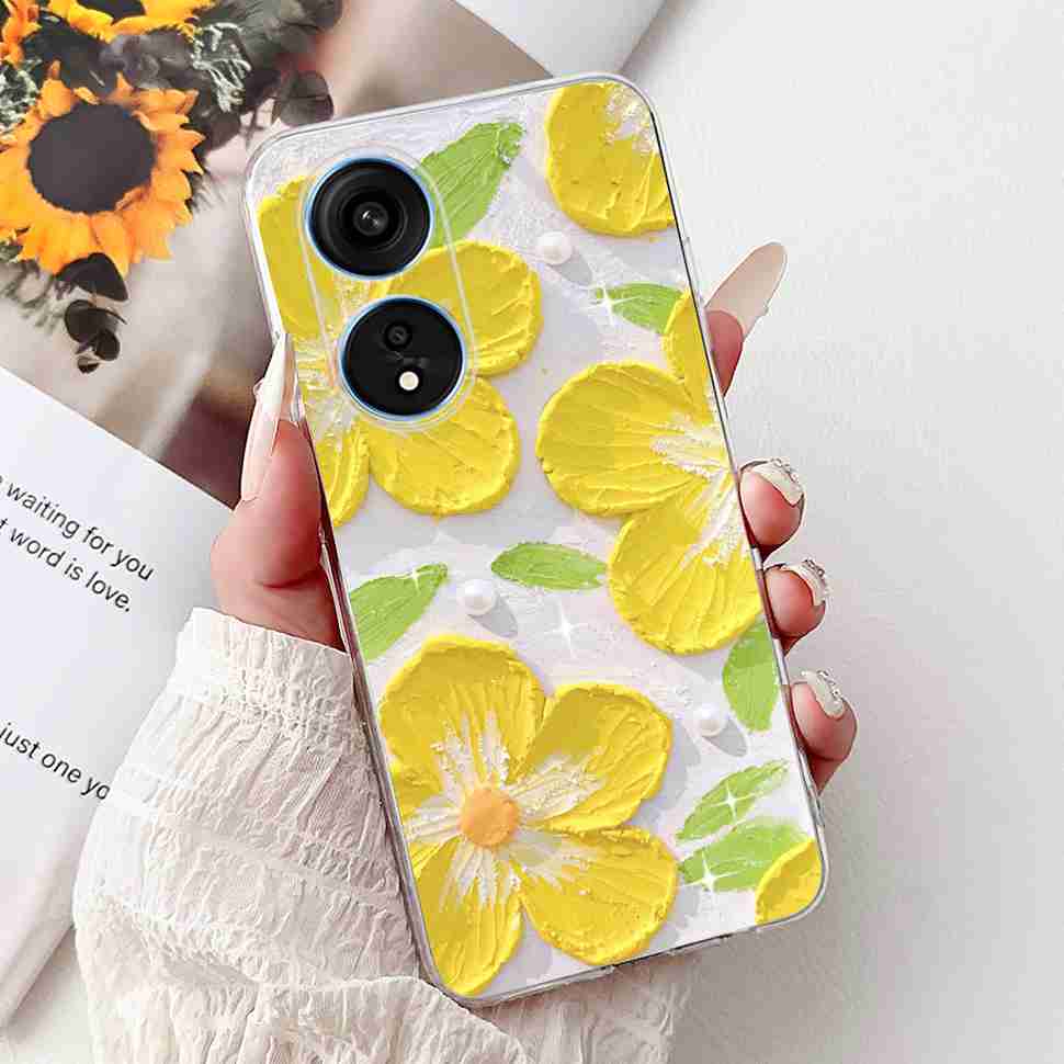 For Oppo A1 Pro 5G 6.7" Case Fashion Flower Painting Soft Silicone TPU Back Cover For Oppo A1 Pro a1 Pro PHQ110 Cases Bumper
