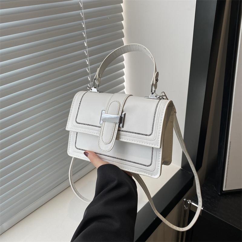Black White Khaki Blue Brown Korean Style Fashion Handbag 2024 Spring Small Square Bag
