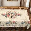Summer Pink Rose Floral Tablecloth for Table Decor Reusable Kitchen Dining Table Cloth for Indoor Outdoor Wedding Party Decor