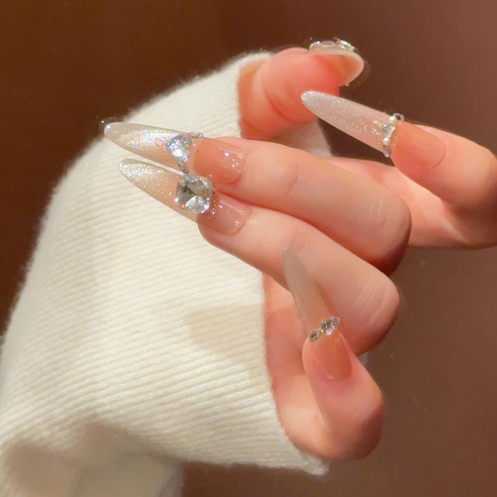 Nude Cat Eye Long Press-On Nails - Small Dog 4.0, Handmade High-End Look, Finish
