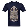Starving Buddha Skeleton T-shirt Print Men T Shirt Aged Skull Tshirt Unique Design Adult Clothing Black Tops Cotton Tees