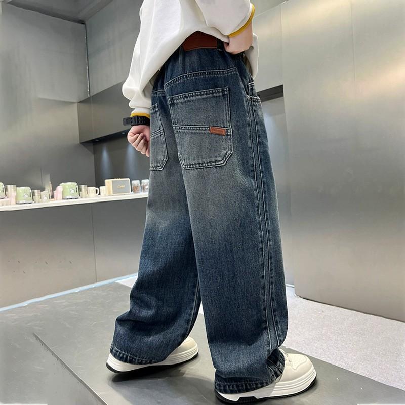 Forår Efterår Teenager Drenge Jeans Mode Løse Lige Denim Bukser Til 4-14 År Børn Afslappet Tøj Børn Udendørs Bukser