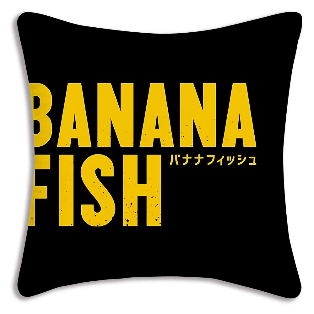Anime Bananas F-Fish Pillow Covers Cartoon Sofa Decorative Home Double-sided Printing Short Plush Cute Cushion Cover
