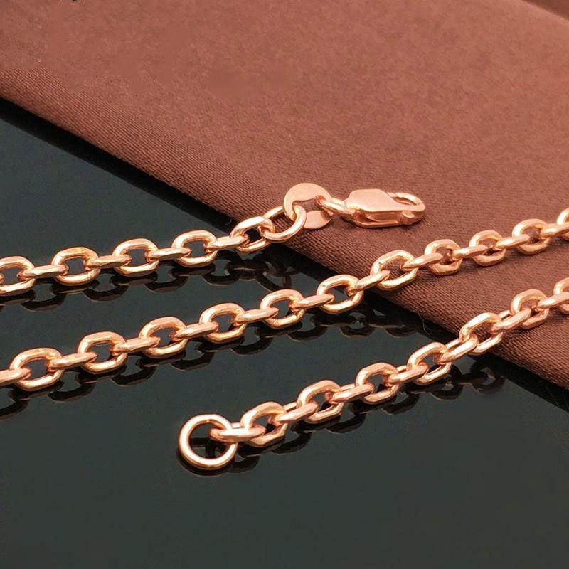 Purple Gold Bead Square Buckle Necklace Rose Gold Plated Cross Chain Men'S And Women'S Necklace