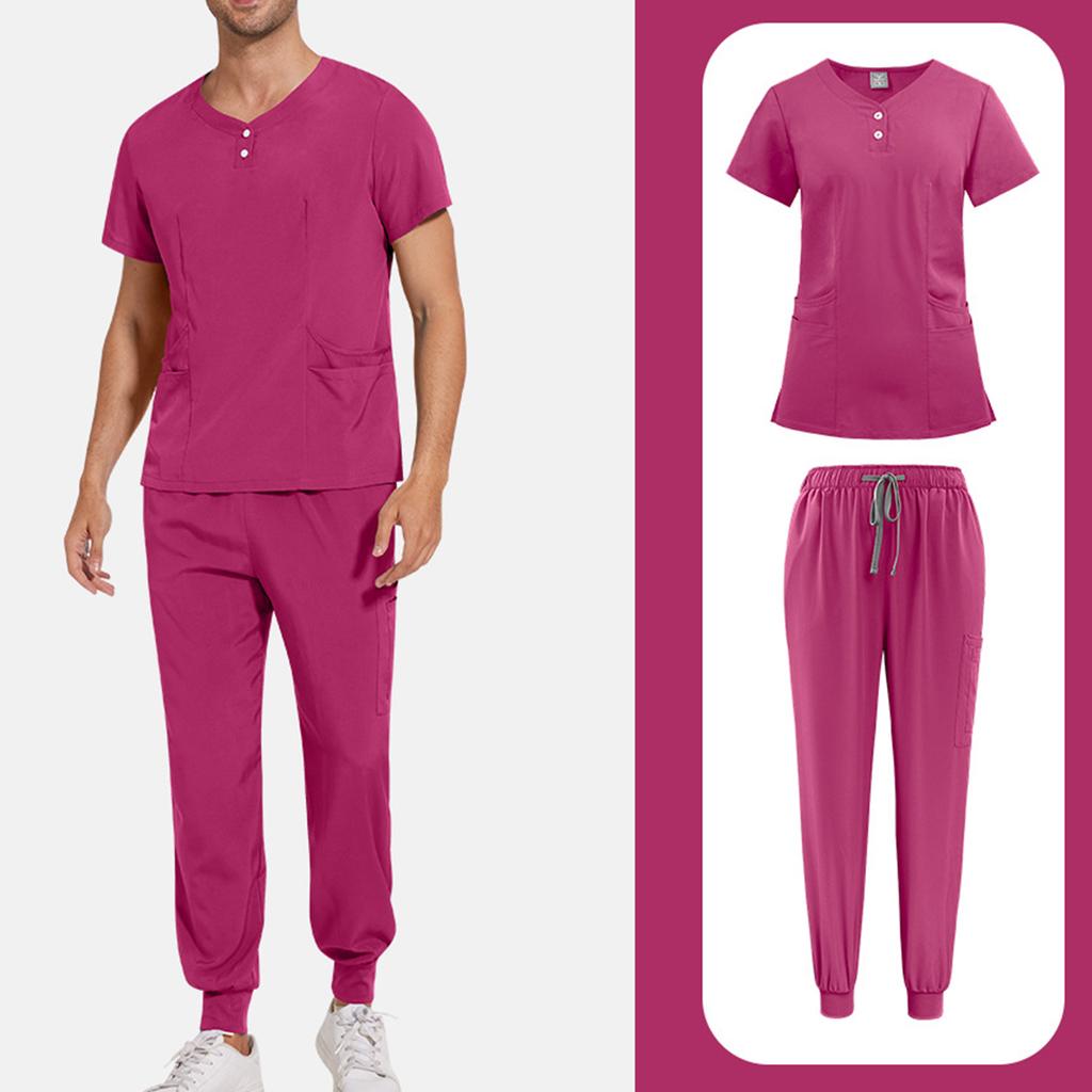 Mens' Comfortable And Casual Solid Color Short Sleeved Pants Protective Suit Set