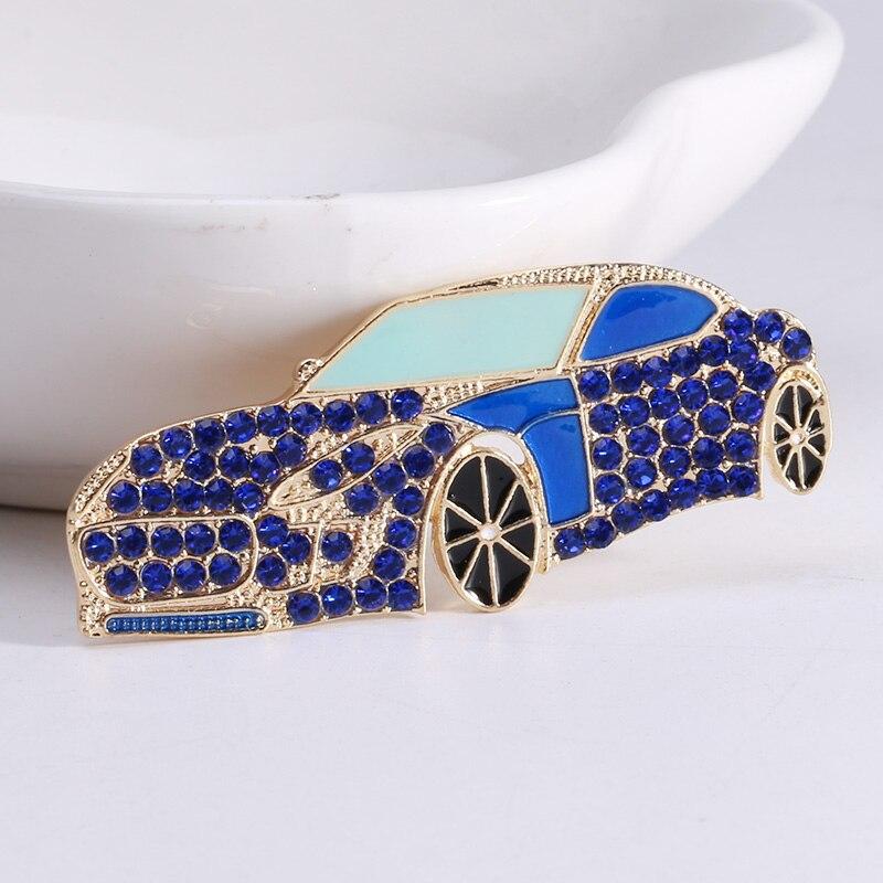 Blucome Broches de voiture rouge collier costume épingles à revers plein strass mariage Corsage broches bijoux filles Clip