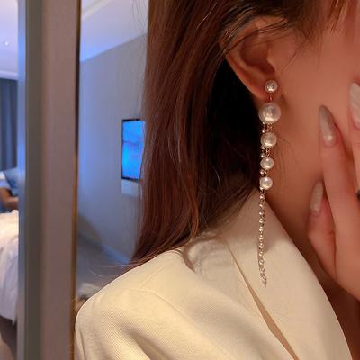 Long Dangle Earrings For Women   Full  Simulated Pearl Tassel Drop Earrings Vintage Jewelry