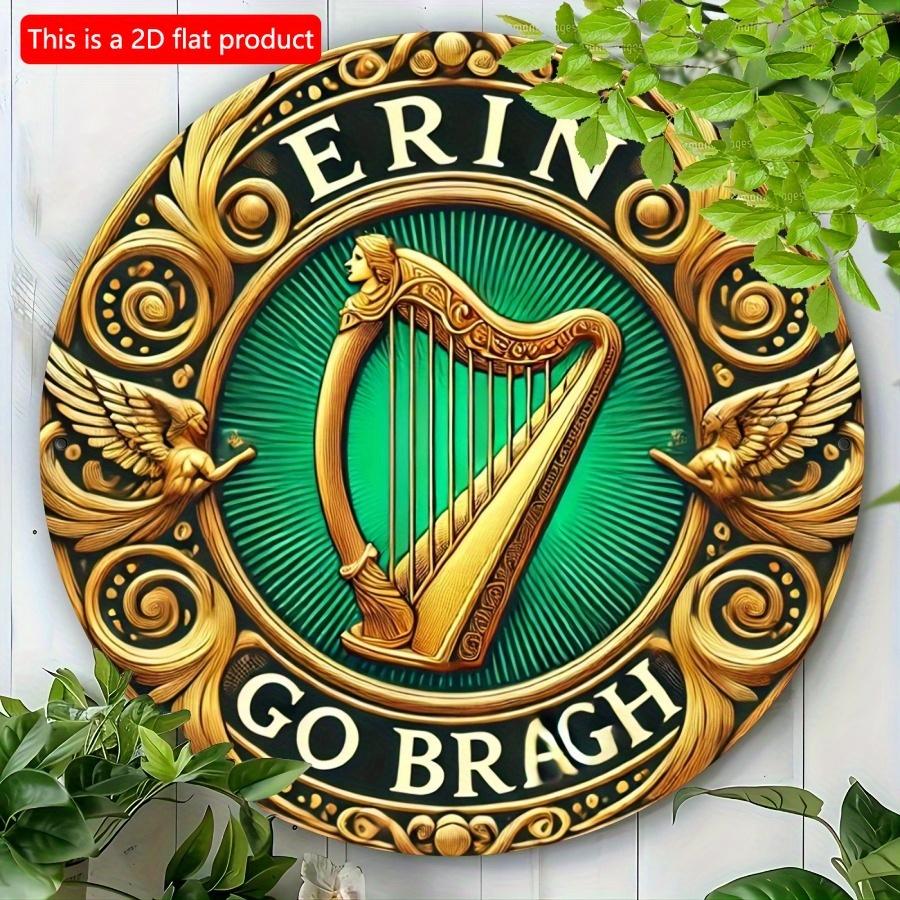 1 adet 2d Düz İrlanda Gururu İrlanda Aziz Patrick Günü Arp İrlanda Sonsuza Kadar Sanat - 20cm Yuvarlak Ahşap Tabela, Ev & Ofis Dekoru için Ahşap Duvar Sanatı/Dayanıklı