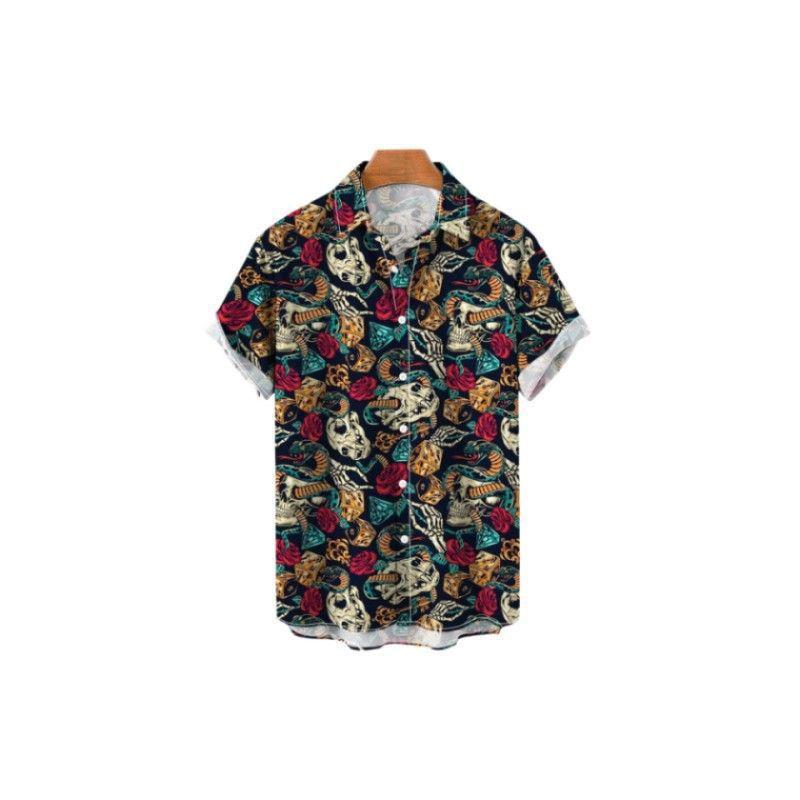 New summer casual hot sale D printing short-sleeved shirt Hawaiian shirt men's vacation seaside source