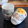 Waza No Kura Stylish Pair of Kutani Ware Teacups with Wave and Chidori Made In Perfect Gift for Wedding 60th 70th 77th 80th and 88th Birthdays
