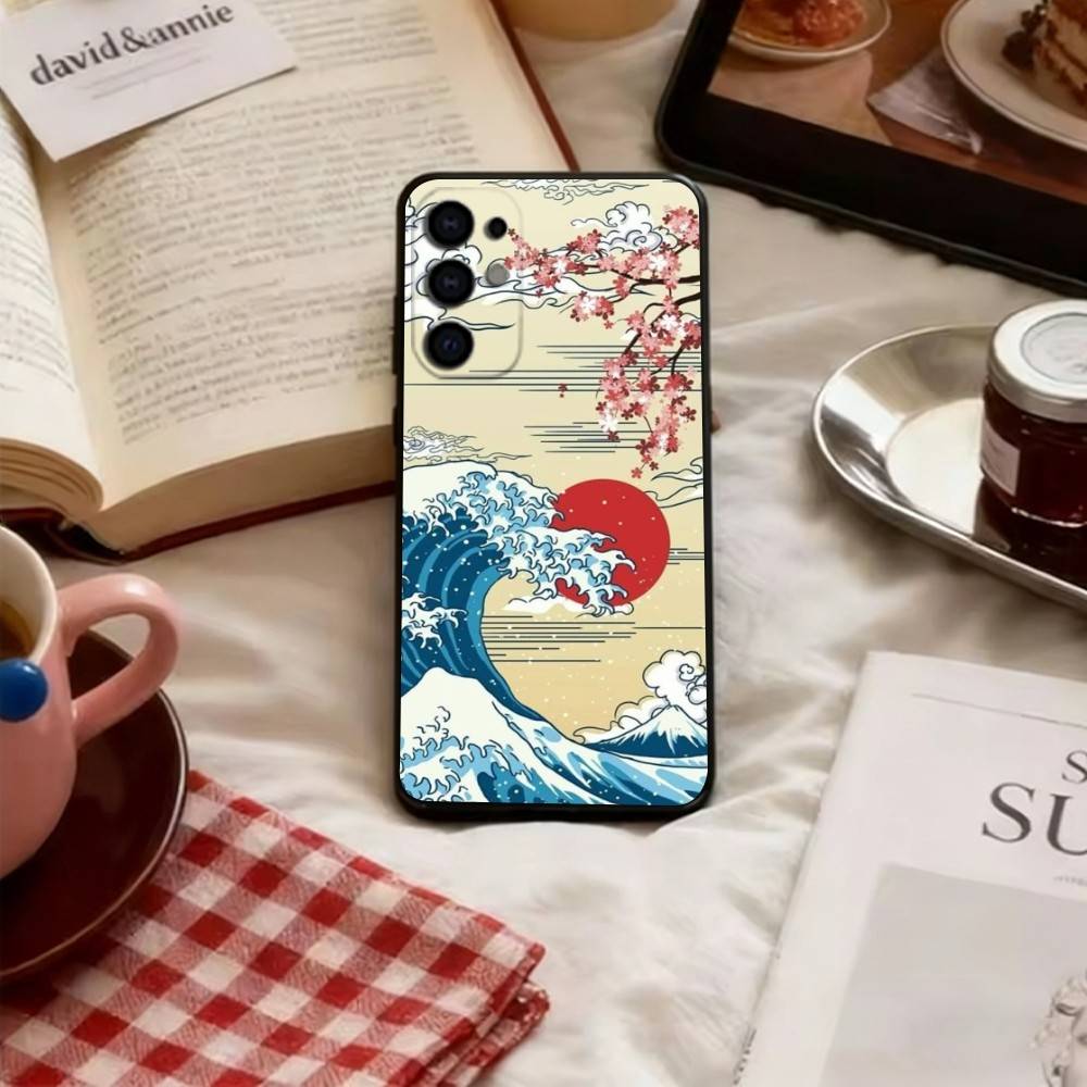 Great Wave Kanagawa Anime Phone Case For Samsung S25,S24,S21,S22,S23,S30,Ultra,S20,Plus,Fe,Soft Silicone Black Cover