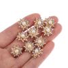 10PCS 16mm Rhinestone Snowflake Buttons DIY Craft Flatback Plating Pearl Buckle Clothing Decoration Hairpin Accessories