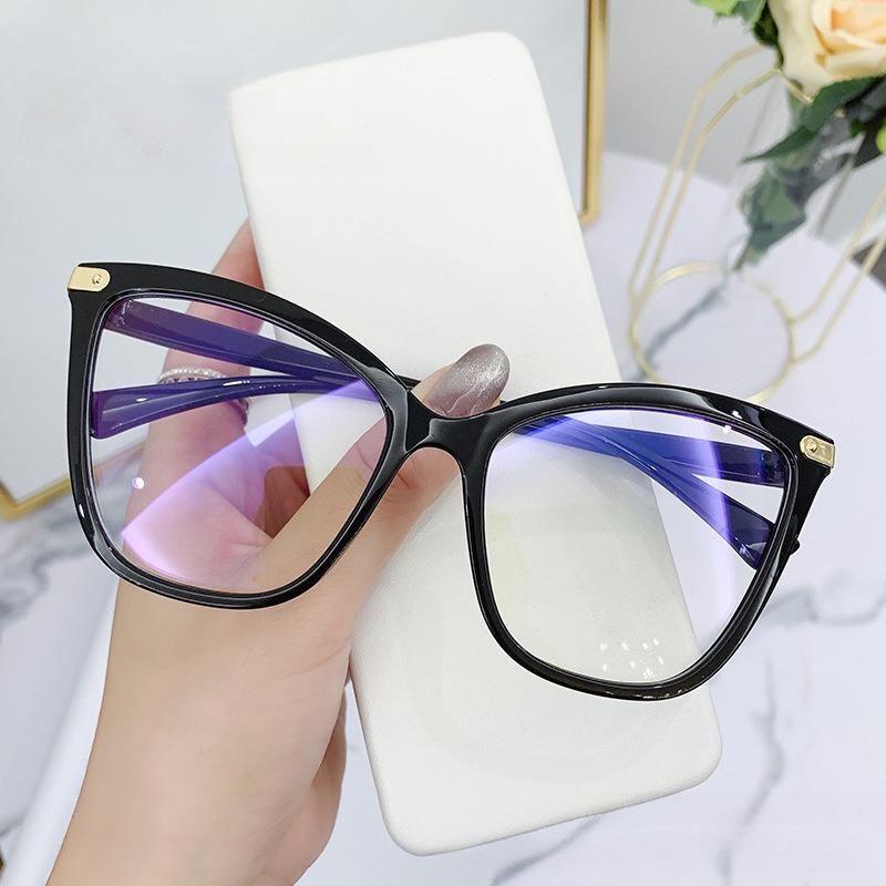 

Ladies Retro Cat Eye Large Frame Glasses Anti Blue Light Computer Glasses Reading And Playing Games To Protect Eyes