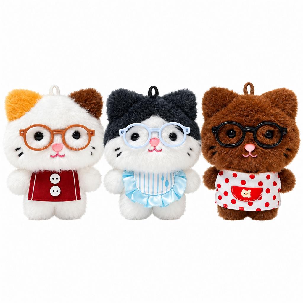 Cute with Glasses Plush Keychain Charm for Bags and Backpacks